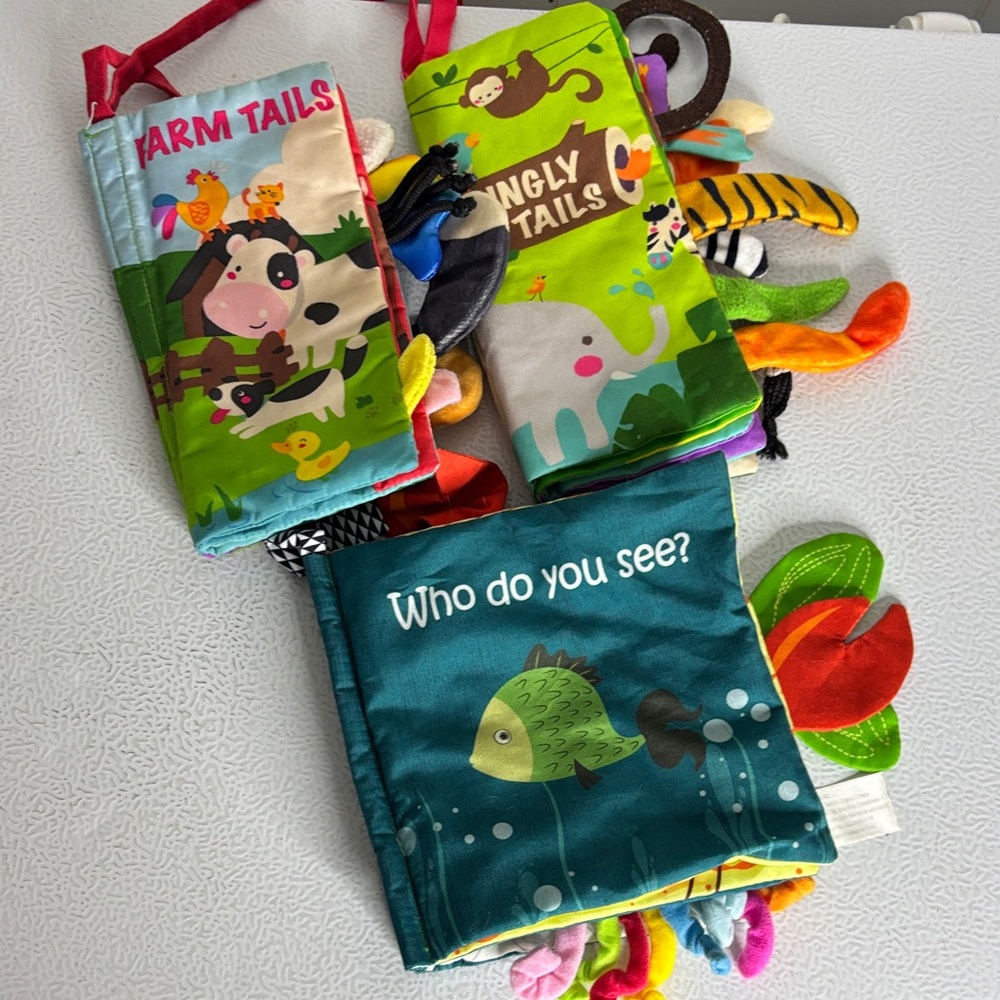 Soft Cloth Baby Books Set - Farm, Jungle, and Ocean Themes
